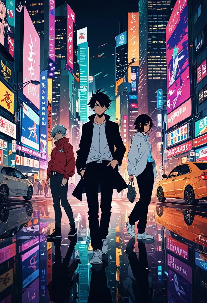 A captivating illustration of iconic anime characters evolving through various artistic styles, showcasing their transformation from comic pages to vibrant screen adaptations. In the background, a stylized cityscape merges traditional and modern elements, symbolizing the adult themes explored in anime. Emphasize bold colors, expressive poses, and a subtle blend of erotic undertones, with a cinematic flair. digital art. vibrant colors. dynamic composition.